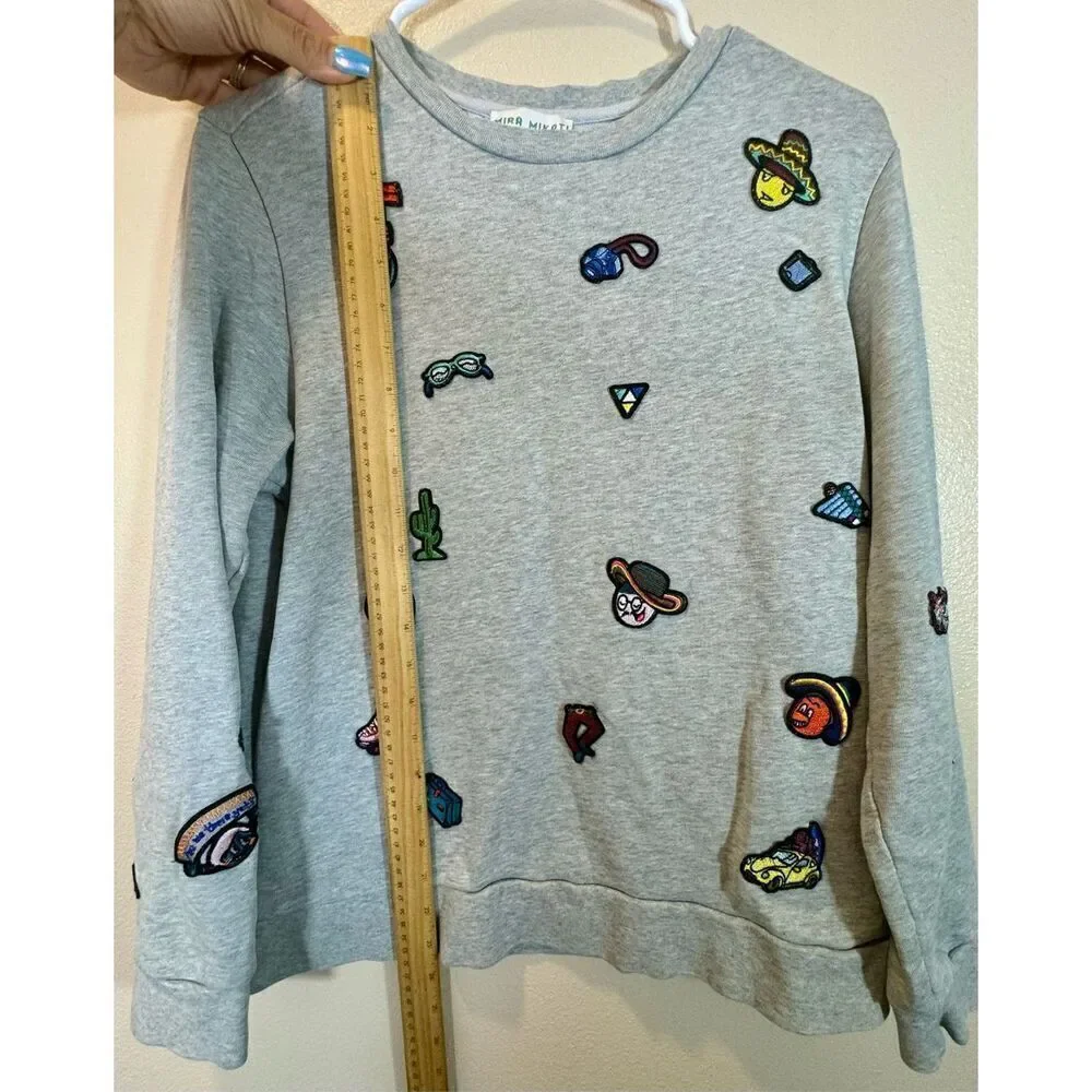 Mira Mikati My Lala Land Limited Cotton Crewneck Patched Pullover Sweater 6US
